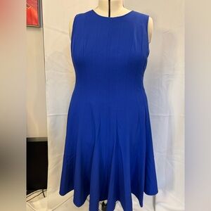 Calvin Klein Royal Blue Sleeveless Fit and Flare Swing Midi Dress